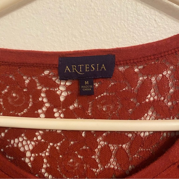 Artesia Mauve soft Lacey short sleeve knot shirt NWOT size medium - Picture 4 of 4